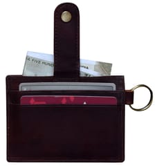 ABYS Genuine Leather Dark Brown Colour Slim Wallet with Key Ring for Men and Women