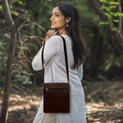 ABYS Genuine Leather Coffee Sling Bag for Men and Women