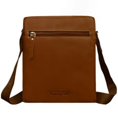 ABYS Genuine Leather Tan Sling Bag for Men and Women