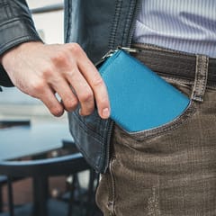 ABYS Genuine Leather Sky Blue Wallet for Men and Women