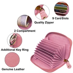 ABYS Genuine Leather Pink Wallet for Men and Women