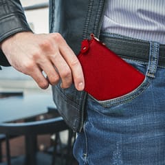 ABYS Genuine Leather Red Wallet for Men and Women
