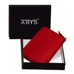 ABYS Genuine Leather Red Wallet for Men and Women