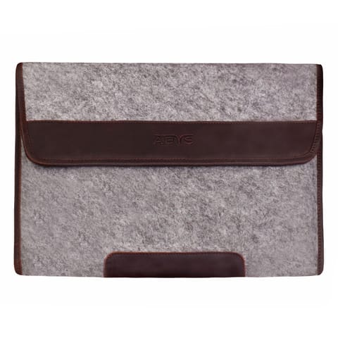ABYS Canvas and Genuine Leather || Grey and Brown || Laptop Cover for Men and Women