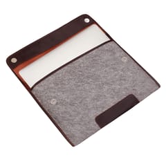 ABYS Canvas and Genuine Leather || Grey and Brown || Laptop Cover for Men and Women