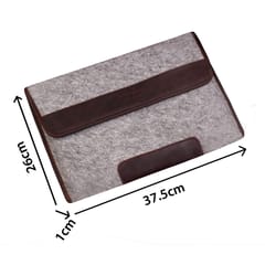 ABYS Canvas and Genuine Leather || Grey and Brown || Laptop Cover for Men and Women