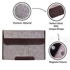 ABYS Canvas and Genuine Leather || Grey and Brown || Laptop Cover for Men and Women