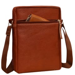 ABYS Genuine Leather Light Burgundy Sling Bag for Men and Women