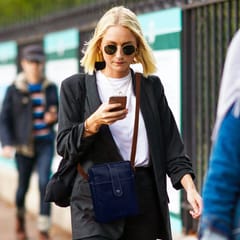 ABYS Genuine Leather Navy Blue Sling Bag for Men and Women