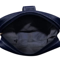 ABYS Genuine Leather Navy Blue Sling Bag for Men and Women