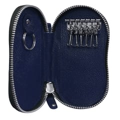 ABYS Genuine Leather Navy Blue Key Holder for Men and Women