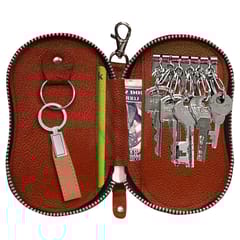 ABYS Genuine Leather Light Burgundy Key Holder for Men and Women
