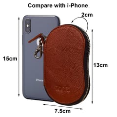 ABYS Genuine Leather Light Burgundy Key Holder for Men and Women