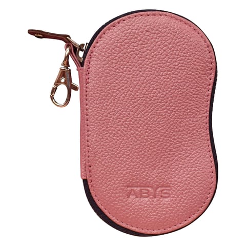 ABYS Genuine Leather Pink Key Holder for Men and Women
