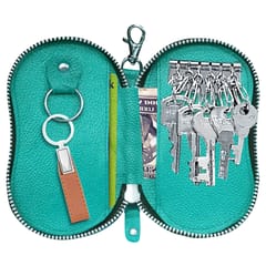 ABYS Genuine Leather Teal Key Holder for Men and Women