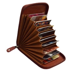 ABYS Genuine Leather Light Burgundy Card Holder