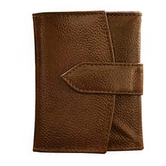 ABYS Genuine Leather Tan Card Holder with Button Closure