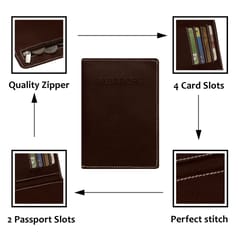 MATSS Leatherette Coffee Brown Color Passport Holder For Men And Women
