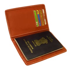 MATSS Leatherette Orange Passport Holder For Men And Women