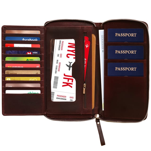 ABYS RFID Protected Wine Colour Passport Holder || Travel Document Holder for Men and Women
