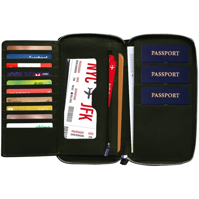 ABYS RFID Protected Green Colour Passport Holder || Travel Document Holder for Men and Women