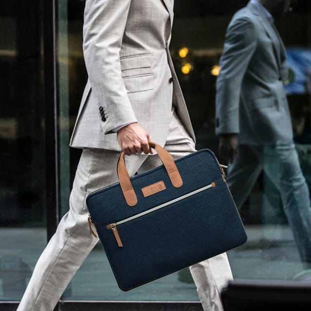 ABYS Tan & Blue Laptop Messenger Bag || Laptop Briefcase for Men and Women