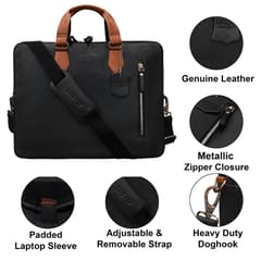 ABYS Black & Tan Laptop Messenger Bag || Laptop Briefcase for Men and Women