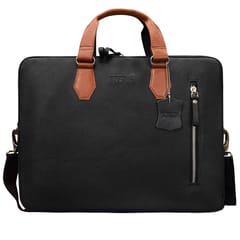 ABYS Black & Tan Laptop Messenger Bag || Laptop Briefcase for Men and Women