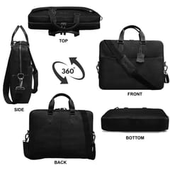 ABYS Genuine Leather Black Color Laptop Messenger Bag || Laptop Briefacse for Men and Women