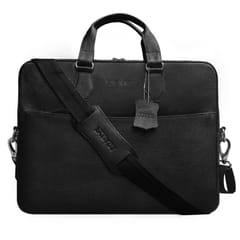 ABYS Genuine Leather Black Color Laptop Messenger Bag || Laptop Briefacse for Men and Women
