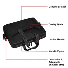 ABYS Genuine Leather Black Color Laptop Messenger Bag || Laptop Briefacse for Men and Women