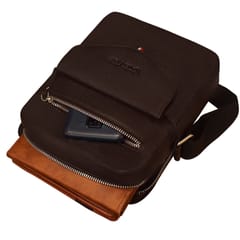 ABYS Genuine Leather Coffee Colour Sling Bag for Men and Women