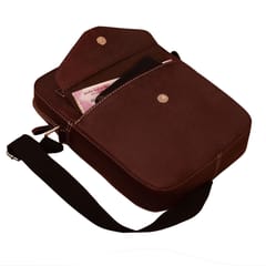 ABYS Genuine Leather Dark Brown Colour Sling Bag for Men and Women