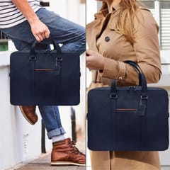 ABYS Genuine Leather Unisex 15.6 Inch Blue-Tan Laptop Messenger Bag