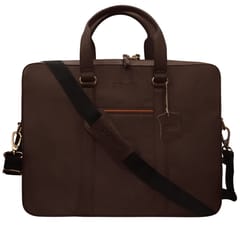 ABYS Genuine Leather Unisex 15.6 Inch Coffee-Tan Laptop Messenger Bag