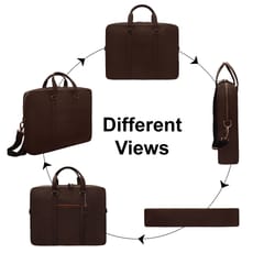 ABYS Genuine Leather Unisex 15.6 Inch Coffee-Tan Laptop Messenger Bag