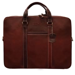 ABYS Genuine Leather Unisex 15.6 Inch Dark Brown Laptop Messenger Bag
