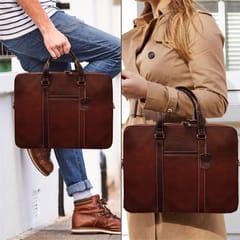 ABYS Genuine Leather Unisex 15.6 Inch Dark Brown Laptop Messenger Bag