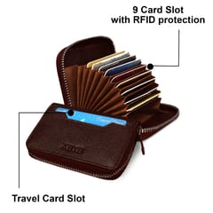 ABYS Dark Brown Color RFID Protected Card Holder || Wallet for Men and Women-(IN201DB)