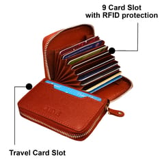 ABYS Bombay Brown Color RFID Protected Card Holder || Wallet for Men and Women-(IN201LB)