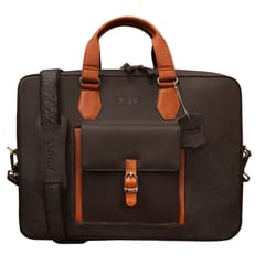 ABYS Genuine Leather 14 Inch Laptop Coffee-Tan Shoulder Messenger Bag For Men And Women-(IN08CFTN)