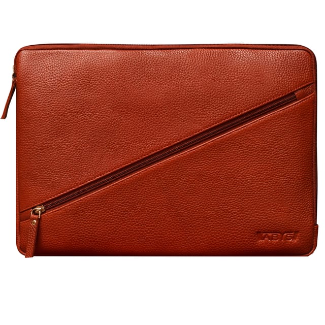 ABYS Genuine Leather Light Brown Laptop Sleeve for Men and Women