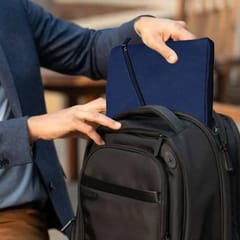 ABYS Genuine Leather Blue Laptop Sleeve for Men and Women