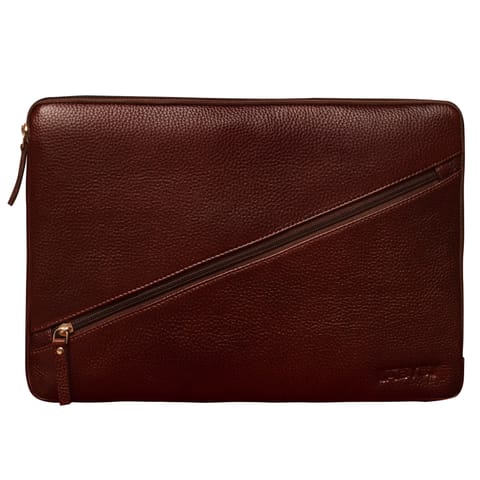 ABYS Genuine Leather Dark Brown Laptop Sleeve for Men and Women