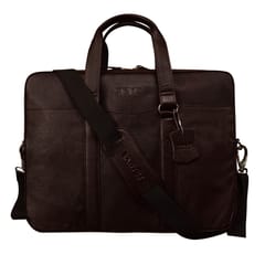 ABYS Genuine Leather 14 Inch Laptop Coffee Brown Shoulder Messenger Bag For Men And Women-(IN07CF)