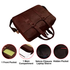ABYS Genuine Leather 14 Inch Laptop Dark-Brown Shoulder Messenger Bag For Men And Women-(IN07DB)