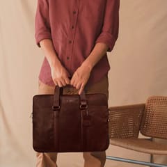 ABYS Genuine Leather 14 Inch Laptop Dark-Brown Shoulder Messenger Bag For Men And Women-(IN07DB)