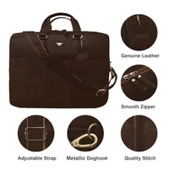 ABYS Genuine Leather Laptop Briefcase[14 inch][Coffee]