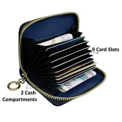 VEGAN Artificial Leather RFID Protected Blue Card Holder-Wallet for Women