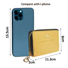 VEGAN Artificial Leather RFID Protected Yellow Card Holder-Wallet for Women